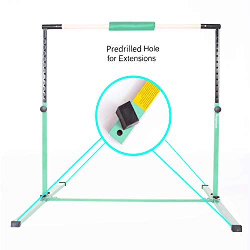 PreGymnastic Updated Gymnastics Bar-5ft/6ft Long Base No Wobble Expandable Gymnastic Bar for Kids with Fiberglass Rail & 304 Stainless Steel Regulating Arms, Adjustable Height 3'-5' Gymnastics Bar - Thumbnail 7