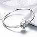 BAMOER 925 Sterling Silver Lucky Blue Evil Eye Bracelet Bangle with Sparkling Cubic Zirconia for Women Evil Eye Bangle 6.7inch