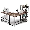 Tribesigns 59 Inch L Shaped Desk with Storage Bookshelf, Reversible Corner Desk with 4 Tier Shelves for Home Office…