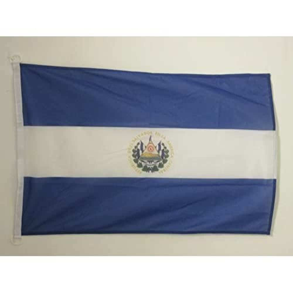 AZ FLAG - El Salvador Flag - 2x3 Ft - For Outdoor - Salavadorian Banner Knitted Polyester with Two Plastic Rings - Fade Resistant - Vivid Colors - 2' x 3' Feet - 90x60 Cm