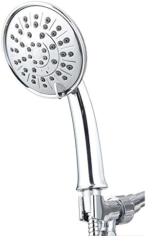 AWESON Quality 5” Luxury Handheld Showerhead, High Pressure Hand Held Shower Head Combo with Extra Long Shower Hose and Adjustable Bracket, Teflon Tape, Premium Grade Chrome Finish (5" Kit-1)