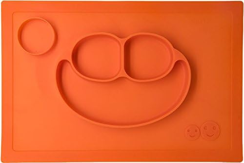 Silicone Placemat + Plate + Cup Holder - Strong Table Suction, Dishwasher, Microwave and Oven Safe, FDA Approved BPA Free (Orange)