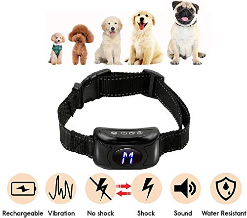 DTLake [Newest] Rechargeable Bark Collar – Upgraded Smart Detection Module w/Triple Stop Anti Barking Modes: Beep/Vibration/Shock for Small, Medium, Large Dogs All Breeds – Waterproof (Black)