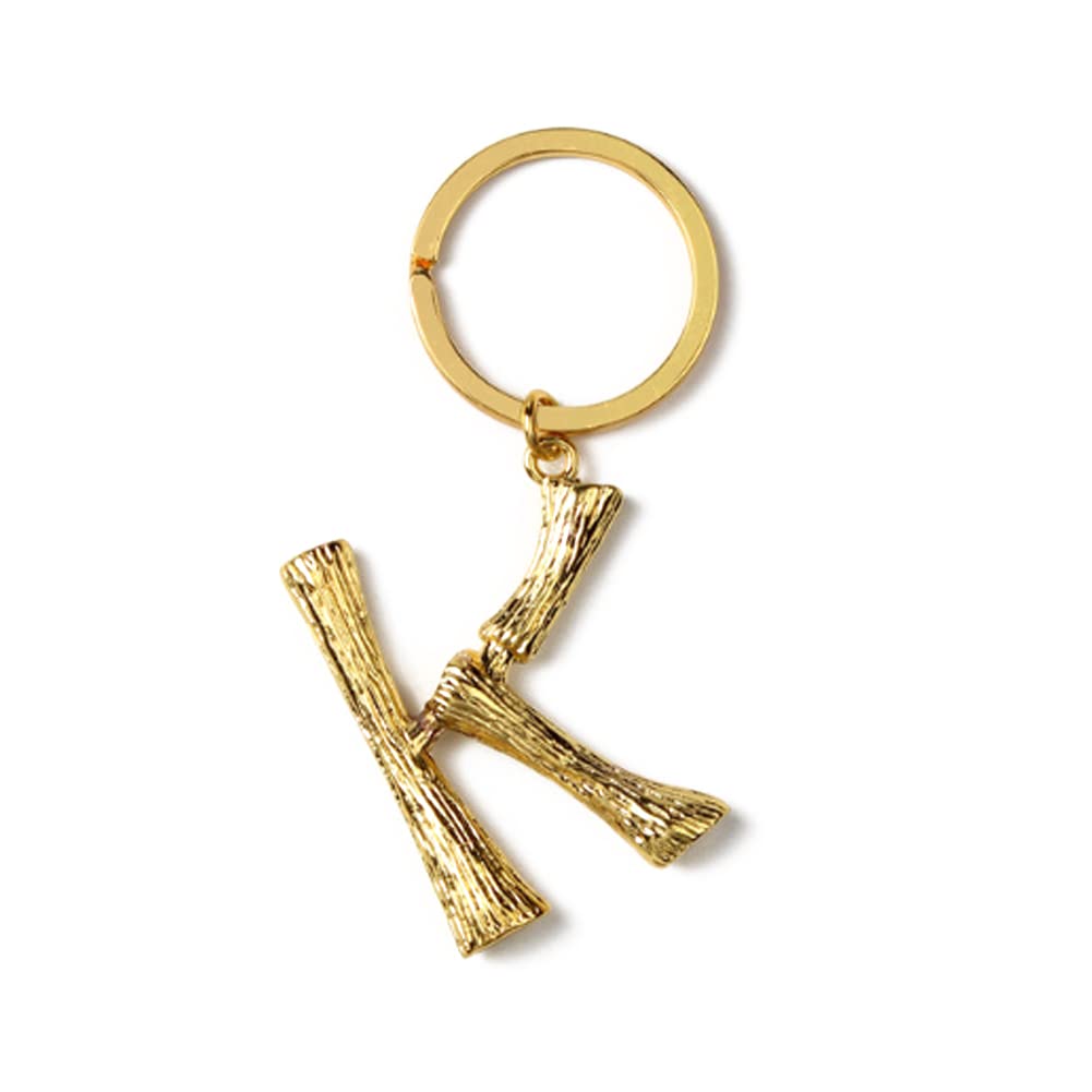 ARFUKA Keyring Alphabet Keychain Stainless Steel Letter K Initial Key Ring Birthday Key Chain for Men and Women Gold