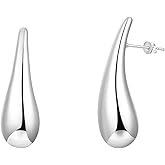 WSKFLY 14K Gold Plated Chunky Teardrop Earrings,925 Sterling Silver Post Lightweight Drop Earrings for Women Trendy Fashion Jewelry