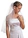 Gogh 2T 2 Tier Silver Lined Beaded Edge Fingertip Length Bridal Wedding Veil 09 (Light Ivory)