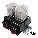 mxuteuk 2pcs HH54P DC 12V Coil 14 Pin 3A 4PDT LED Indicator Electromagnetic Power Relay, with Base, with DIN Rail Slotted Aluminum