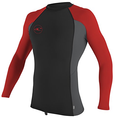 ONeill Mens Basic Long Sleeve Rash Guard - GRAPH RED GRAPH - Small