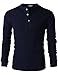 H2H Men's Waffle Henley Shirt Long Sleeve Navy US L/Asia XL (CMTTL045)