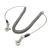 Booms Fishing T1 Coiled Lanyard or Safety Rope Wire Steel Inside Attached with Lobster 5 Size Available(79/118/196/315/396 inches Max Stretch)