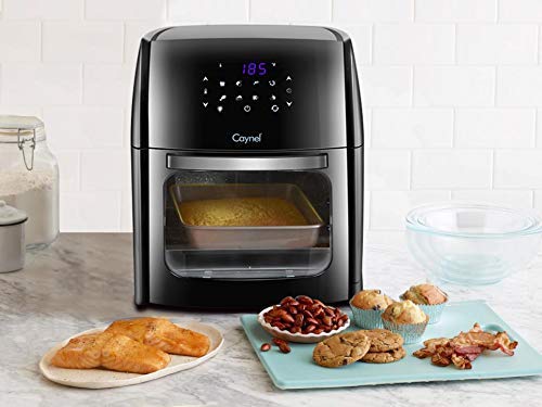 Caynel 12.5 Quart Digital Air Fryer with Rotisserie, Dehydrator, Convection Oven, 8 Presets to Air Fry, Roast, Dehydrate, Bake & More, Glass Viewing Window, Accessory Kit and Recipe Book Included, Large Capacity, 1700W