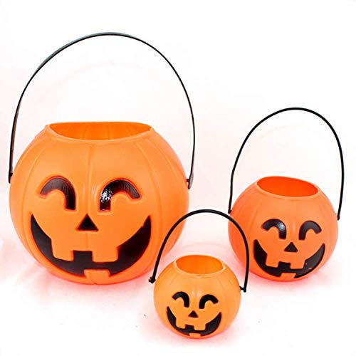 Theefun Halloween Handheld Pumpkin Lantern Light, Jack-O-Lantern Smile Face Light, Candy Bucket Portable Pumpkin Light,Holiday Event Decor Halloween Children Trick-or-Treat Lantern Light - Thumbnail 2