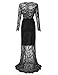 Saslax Maternity Sexy Deep V-Neck Long Sleeve Lace See-through Maxi Dress For Beach,With Linning Black,Large