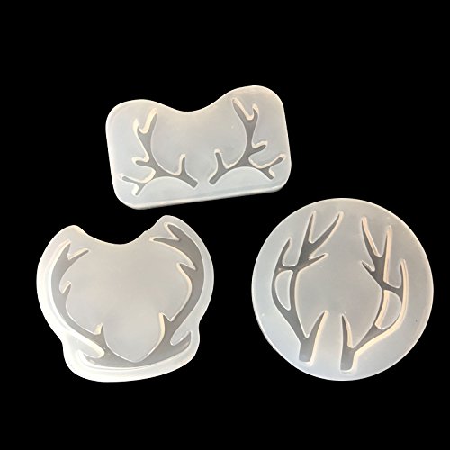 Elk Resin Mold Elk Antlers Silicone Mould for Epoxy Resin Craft Making Christmas Decoration (3Pcs Elk Antlers)