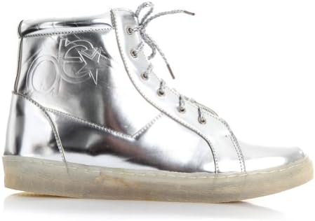 Metallic Silver High Top Hip Hop Dance Performance Shoe
