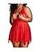 Feelingirl Women Plus Size Halter Night Dress Red 4XL
