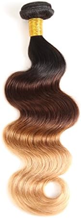 Brazilian Ombre Hair Extentions Body Wave Blonde Hair Bundles Wiggins Virgin Human Hair 3 Tone Ombre Color 1B 4 27 One Bundle (14)