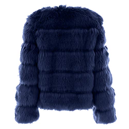 Bravetoshop Women's Winter Faux Fur Cardigan Jackets Warm Thickened Outerwear Coat Loose Long Overcoat(Blue,L)