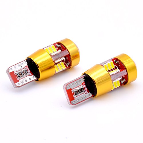 TUINCYN Amber T10 W5W LED Bulb 3014 27SMD Canbus Error Free Wedge Light Used for External Sidemarker Reverse Parking Tail Light Brack Light Stoplight Interior RV Camper Bulb(Pack of 4)
