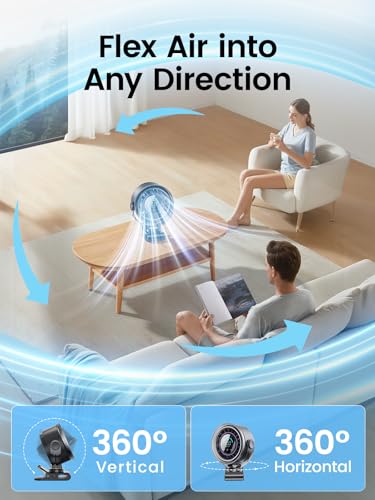 OpenBay Clip on Fan, Rechargeable USB Fan with Sturdy Clamp, LED Display, 100 Speeds, 3000mAh Battery, 360° Rotation, 5.5 Inch Portable Fan for Stroller Bed Camping Treadmill Car Black