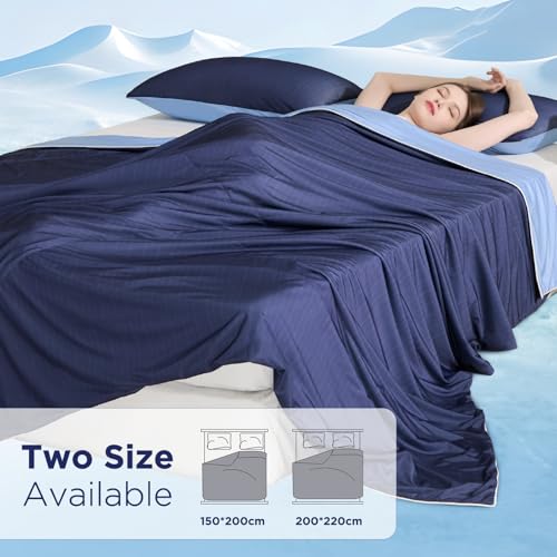 Luxear Cooling Blanket Summer Breathable Blanket with Arc-Chill Q-MAX 0.5 - Lightweight Duvet Cooling Blanket for Hot Nights - 200 x 220 cm, Blue