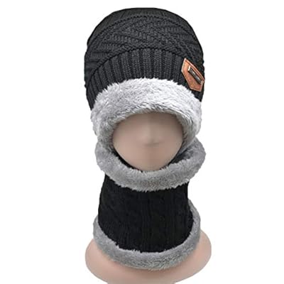 Winter Hat Warm Thick Beanie Hat Scarf Set Knitted Hat for Men Women
