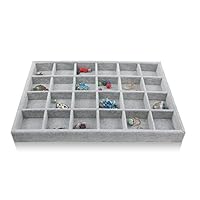 Bocar Grey Velvet 24 Compartment Jewelry Display Showcase Organizer Holder for Necklace Bracelet Ring Earring (GP-24G)