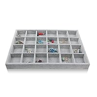 Bocar Grey Velvet 24 Compartment Jewelry Display Showcase Organizer Holder for Necklace Bracelet Ring Earring (GP-24G)