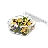 LOCK & LOCK GLASS, 2.1 Cup, Borosilicate Glass, Oven Safe, BPA Free, 100% Airtight, Glass Square Food Storage Container with Lid