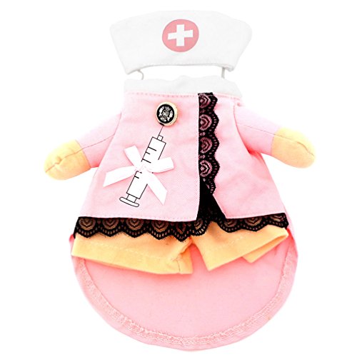 SMALLLEE_LUCKY_STORE Cat Halloween Costume Small Dog Fancy Dress with Hat Elegant Ribbon Bow Pet Coat Puppy Clothes, Small, Pink - Thumbnail 4