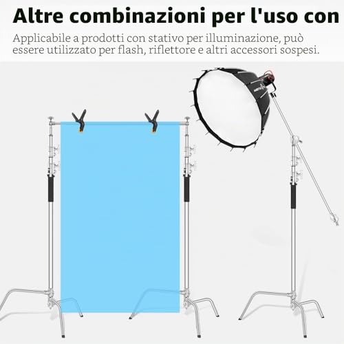 AMBITFUL Heavy Duty Stainless Steel C Mount with Arm Arm - Max Height 320cm/10.5ft Photography Light Stand with 128cm/4.2ft Holding Arm + 2 Grip Head (AMBITFUL C-STAND KIT)