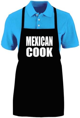 Funny "MEXICAN COOK" Apron; One Size Fits Most - Medium Length Kitchen Aprons for Men, Women, Teen, &amp; Kids (Unisex); Soft Cotton Polyester Mix with DuPont Teflon Fabric Protector. Great gift idea.
