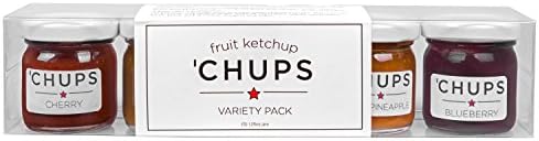 Fruit Ketchup Variety Pack - Includes Five 1.25oz Jars - Cherry, Mango, Plum, Spicy Pineapple and Blueberry