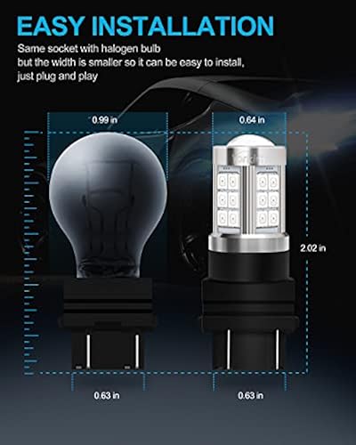 33 SMD Brighter Stop Light Bulb S AUXITO 3157 LED Bulb Red, 3156 3056 ...