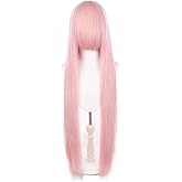 40 Inch Light Pink Long Wig for Women Cosplayers Heat Resistant Synthetic Fiber Hair Anime Universal Cosplay Costume Party Halloween Daily Use Replacement Wigs