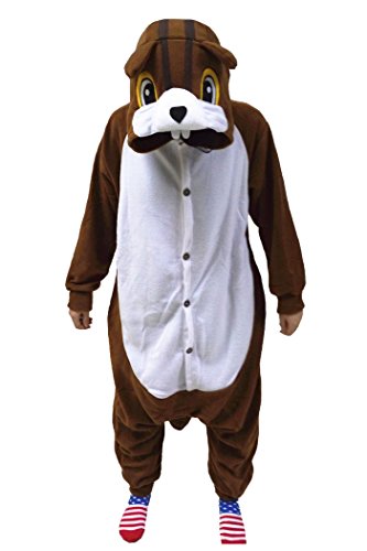 WOTOGOLD Animal Cosplay Costume Unisex Adult Brown Squirrel Pajamas