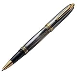 Xezo 18 Karat Gold Plated Rollerball Pen, Metallic Finish (Maestro Black MOP Tungsten R)