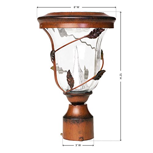 Gama Sonic GS-113F Flora Lamp Outdoor Solar Light Fixture, 3" Post-Fitter Mount, 3 inches Bright White LED, Antique Bronze