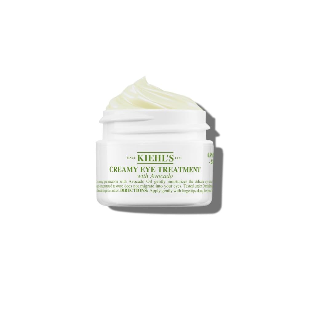 Kiehl's Creamy Eye Treatment with Avocado, Richly Hydrates & Revitalises Delicate Under-Eye Area, Formulated with Nourishing Avocado Oil & Vitamins B + E, All Skin Types, 28Ml