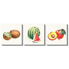 Canvas Wall Art Plants and Fruits Painting Artwork for Home Prints Framed - 12"x12"x3 Panels