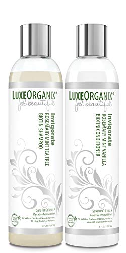 Biotin Organic Shampoo and Conditioner: Safe for Color Treated and Keratin Hair Treatments. Natural Mint, Tea Tree and Rosemary Oils for Healthier Growing Hair and Scalp. For All Hair Types. (USA)