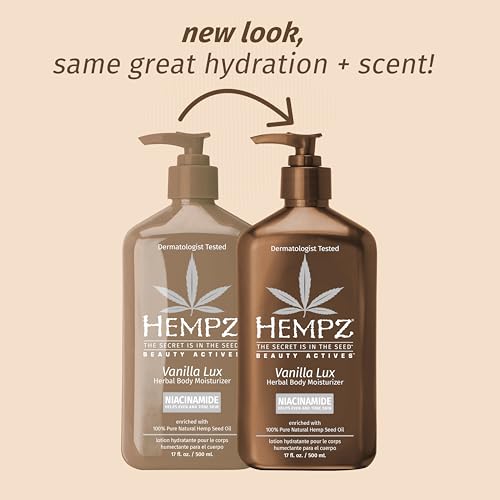 HEMPZ VANILLA LUX HERBAL BODY MOISTURIZER 17 OZ. NEW LOOK