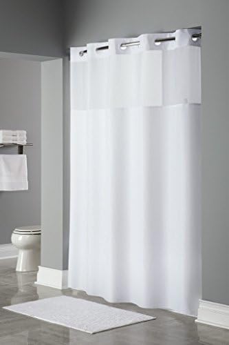 Trendy Linens Hookless Shower Curtain with Detachable liner It's A Snap Hotel Quality Polyester Liner with Magnets, and Sheer Voile Peek-a-boo Window - 71" x 74", White