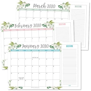 Greenery 2020-2021 Large Monthly Desk or Wall Calendar Planner, Big Giant Planning Blotter Pad, 18 Month Academic Desktop, Hanging 2-Year Date Notepad Teacher, Mom Family Home Business Office 11x17