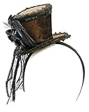 Ladies Brown Velvet Ornate Steampunk Mini Top Hat Headband