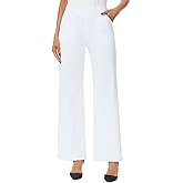 iChosy Womens Wide Straight Leg Pull-On Trousers Casual Slacks Dress Pants with Pockets