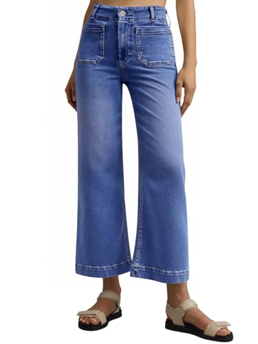 Womens Wide Leg Cropped Jeans