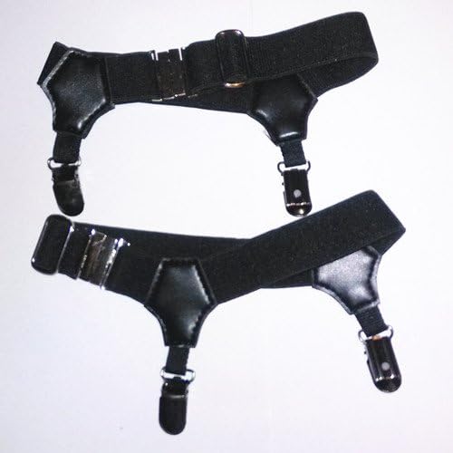 2pcs 6 Colors Sexy Double Clip Thick Thin Women Men Sock Garter Suspender Costume Cosplay Accessories (Black)