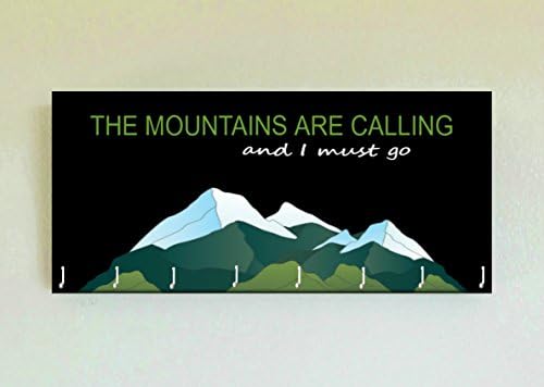 Race Medal Holder/Running Medal Hanger THE MOUNTAINS ARE CALLING AND I MUST GO- Wood Wall Mounted Medal Organizer. CUSTOMIZATION Available