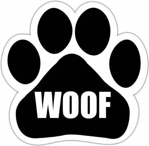 E&S Pets Woof Car Magnet With Unique Paw Shaped Design Measures 5.2 by 5.2 Inches Covered In UV Gloss For Weather Protection
